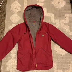 Pink Carhartt heave jacket.